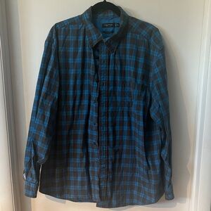 Nautica Men's Black and Blue Checkered Shirt